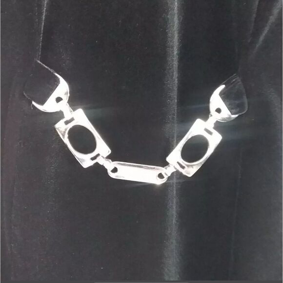 JOSEPH RIBKOFF VELVET BLACK DRESS WITH SILVER TRIM - Picture 3 of 5